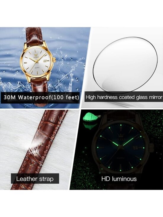 Olevs Women\'s White And Brown Leather Analog Waterproof Reloj Mujer Luxury Watch main image 5